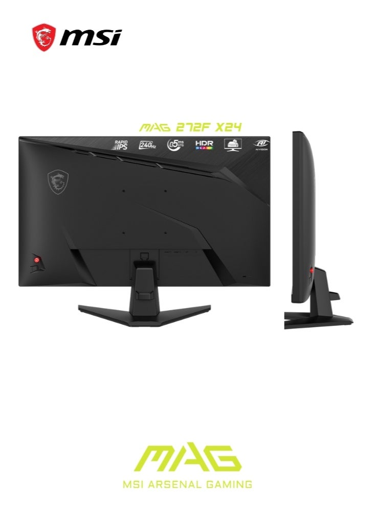 MSI MAG 272F X24 | 27-inch 1920 x 1080 (FHD) Gaming Monitor | 240Hz | Adaptive-Synch, HDMI, DisplayPort | VESA Mountable, Tilt, Height Adjustable, Speaker, 0.03ms | Black - Image 4